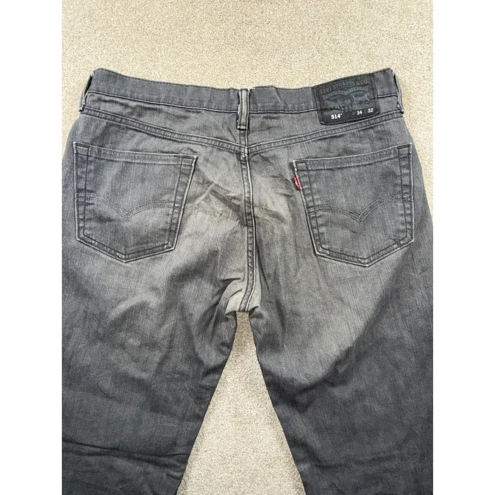 Levi's 514 Straight Fit Jeans Men 34x32 Gray Denim Mid Rise Medium‎ Wash Outdoor